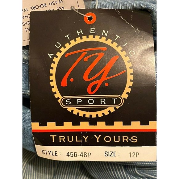 Truly Yours Sport Women’s size 12P NWT Two Tone Denim Button Front Jumper pocket - Picture 8 of 11